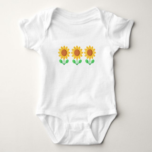 baby one piece, infant, shower gift, sunflowers bodysuit (Front)