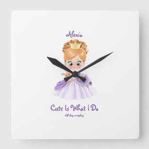 Baby one piece white and purple baby square wall clock