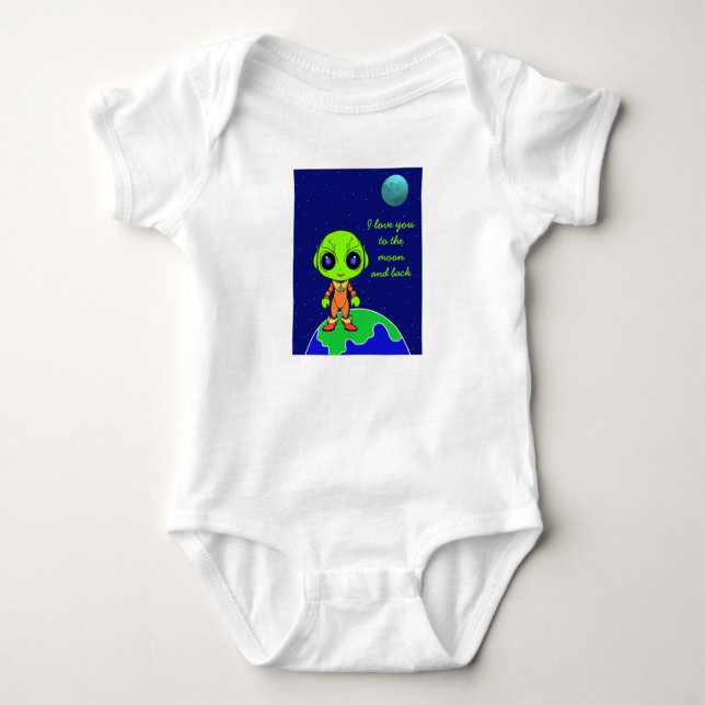 Baby one-piece with alien and moon by Jo Images Baby Bodysuit (Front)