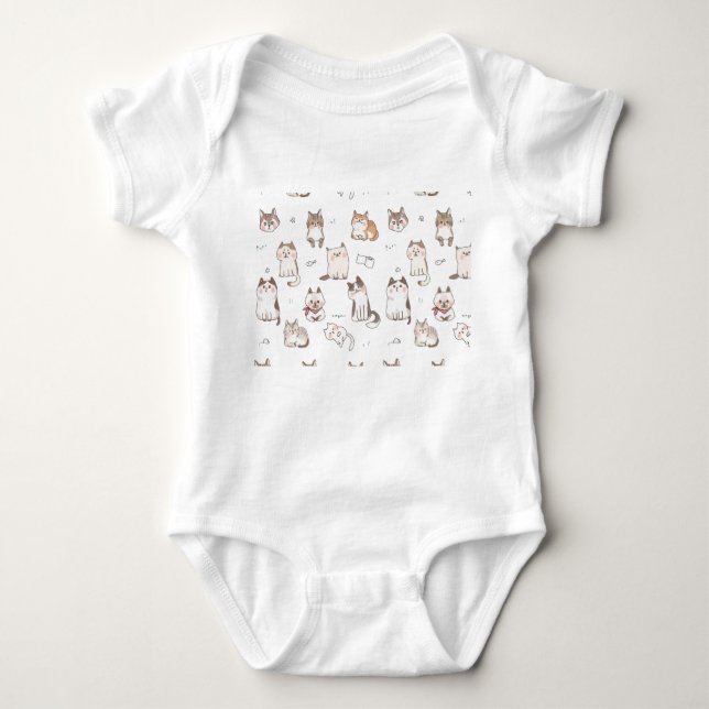 Baby onesie with kitty print (Front)