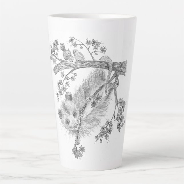 Baby Opossum in Tree Latte Mug (Front)