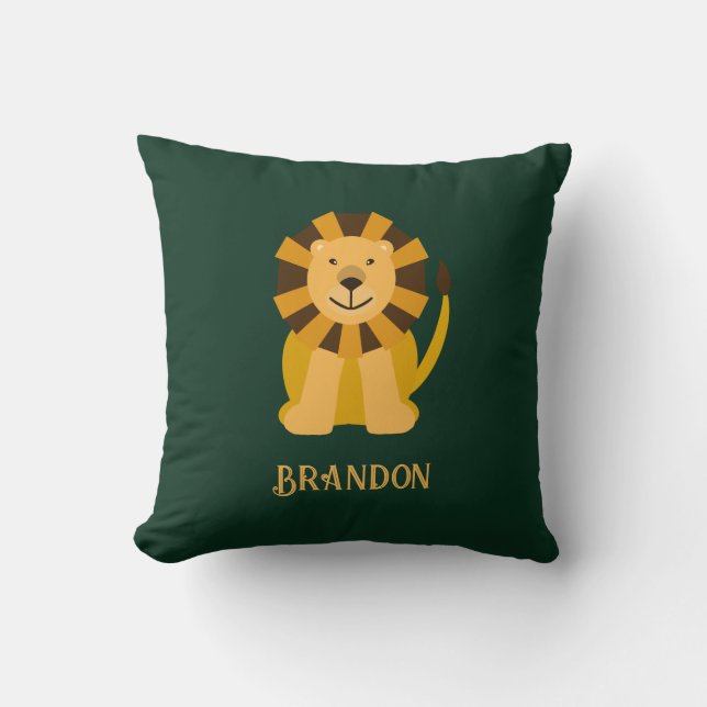 Baby or Child Room Personalised Lion Jungle Cushion (Front)