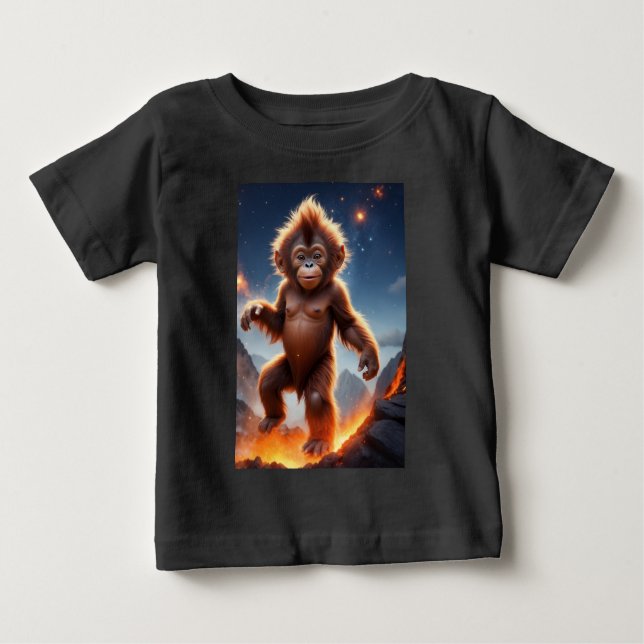 Baby Orangutan and Volcano T-Shirt (Front)