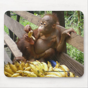 Baby Orangutan Banana Picnic   Mouse Pad