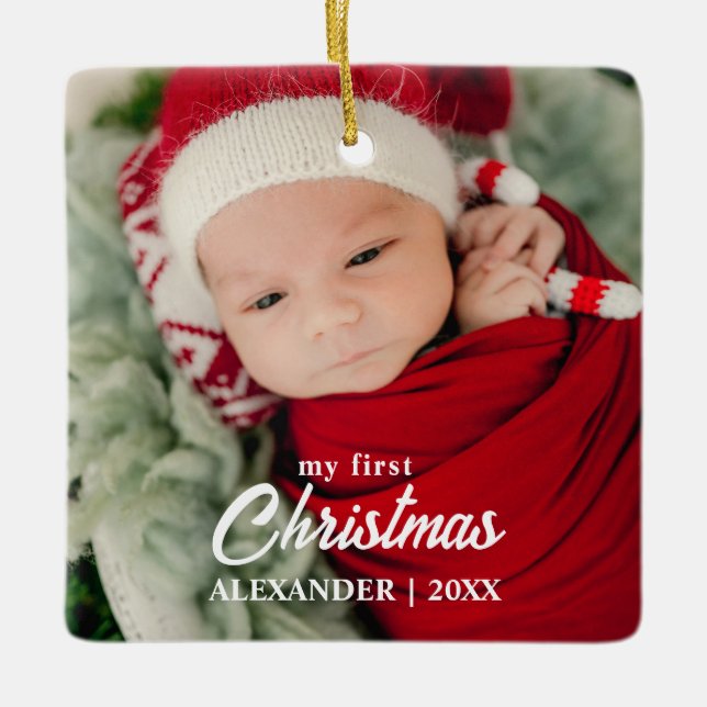 Baby Ornament - My First Christmas 2 photos  (Front)