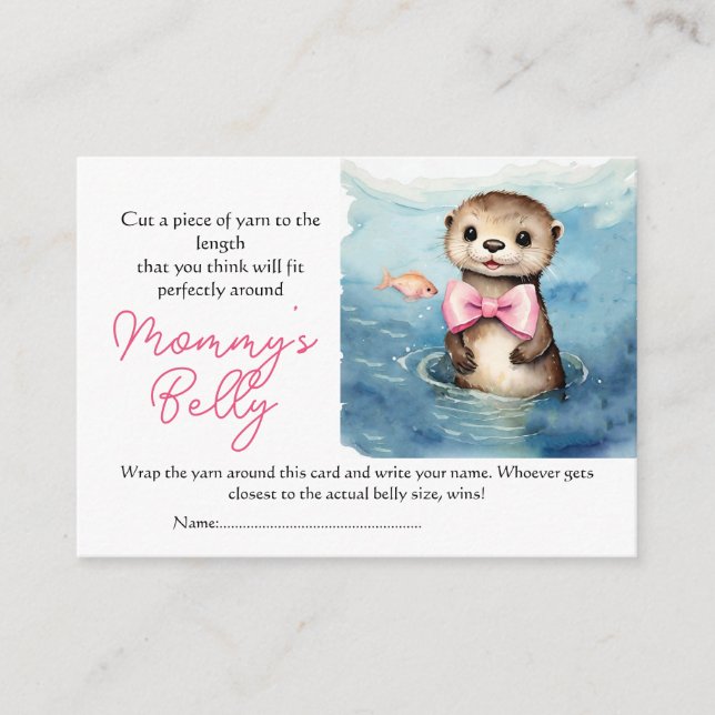 Baby Otter Baby Bump Game Guess Mum's Belly Size Enclosure Card (Front)
