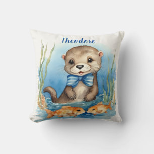 Baby Otter Boys Personalised  Cushion