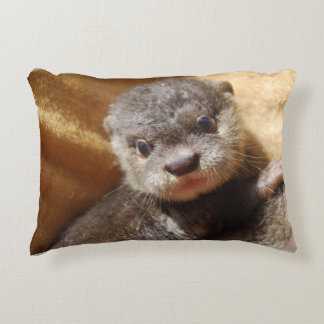 Baby otter decorative cushion