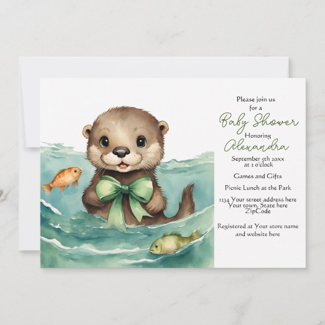 Baby Otter Gender Neutral Baby Shower Invitation (Front)