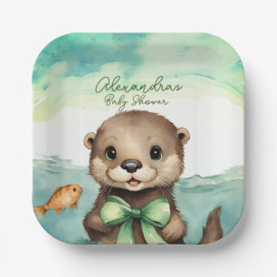 Baby Otter Gender Neutral Baby Shower Paper Plate