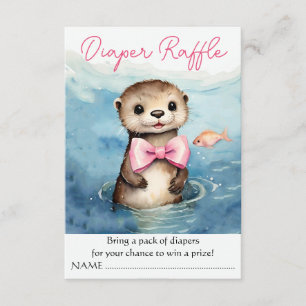 Baby Otter Girl Baby Shower Diaper Raffle Enclosure Card