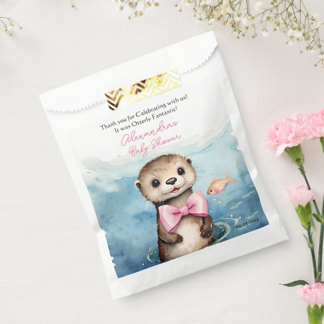 Baby Otter Girl Baby Shower Thank You Favour Bag (Sealed)