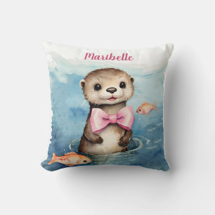 Baby Otter Girls Personalised  Cushion