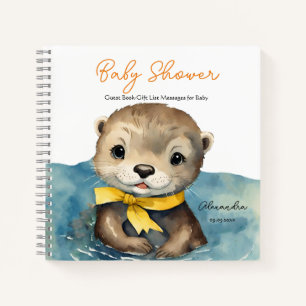 Baby Otter Neutral Baby Shower Guest Gift List  Notebook