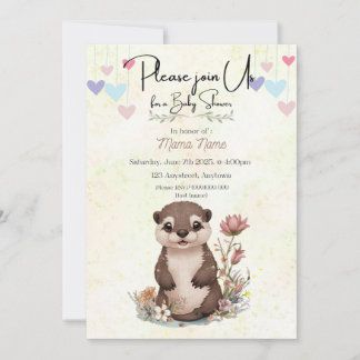 Baby otter shower invitation