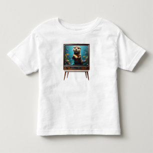 Baby Otter With Fish On Analogue Television, Toddler T-Shirt