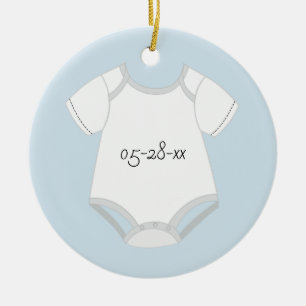 Baby Outfit Stickers with Due Date Ceramic Ornament
