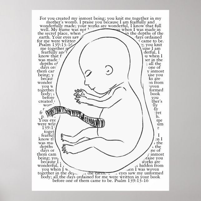 Baby Outline with Psalm 139:13-16  Poster (Front)
