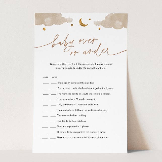 Baby Over Or Under Twinkle Star Baby Shower Game (Creator Uploaded)