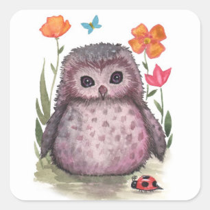 Baby Owl and Ladybug Stickers