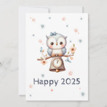 Baby owl announcing new year