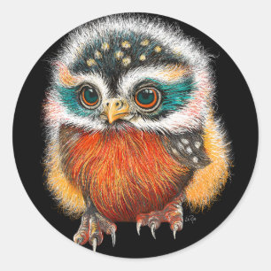 Baby Owl Art Classic Round Sticker
