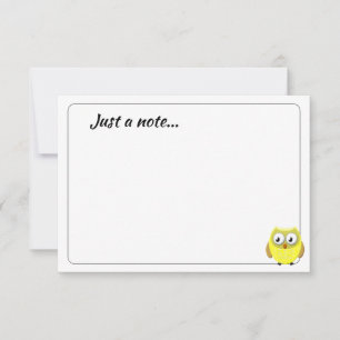 Baby Owl Cartoon Custom Just a Note Card