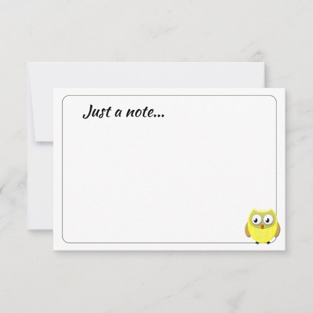 Baby Owl Cartoon Custom Just a Note Card (Front)