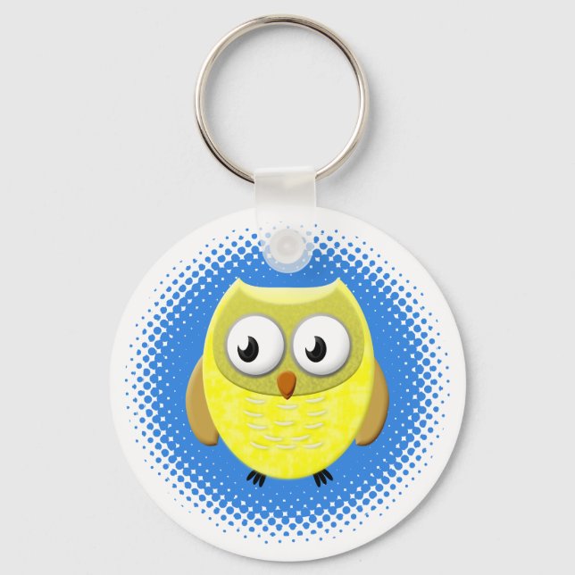 Baby Owl Cartoon Key Ring (Front)