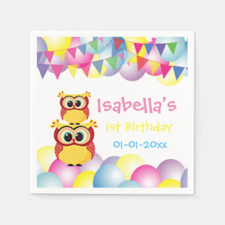 Baby owl Children birthday party Napkin