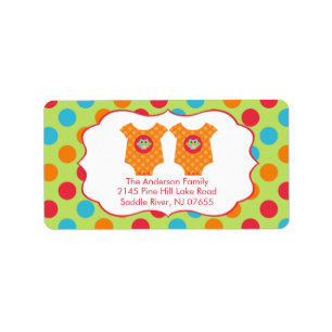 Baby Owl Clothes Twins Baby Shower Address Label