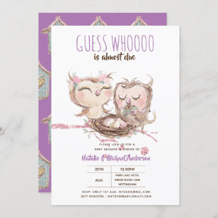 Baby OWL COUPLES Shower Guess Who Is Almost Due Invitation
