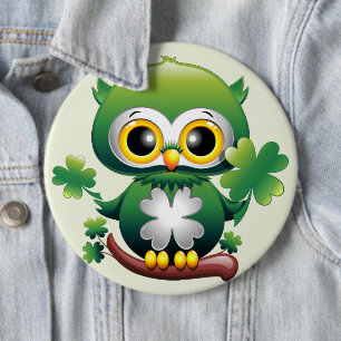 Baby Owl Cute St Patrick Cartoon 6 Cm Round Badge