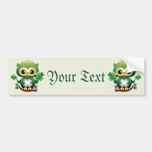 Baby Owl Cute St Patrick Cartoon Bumper Sticker