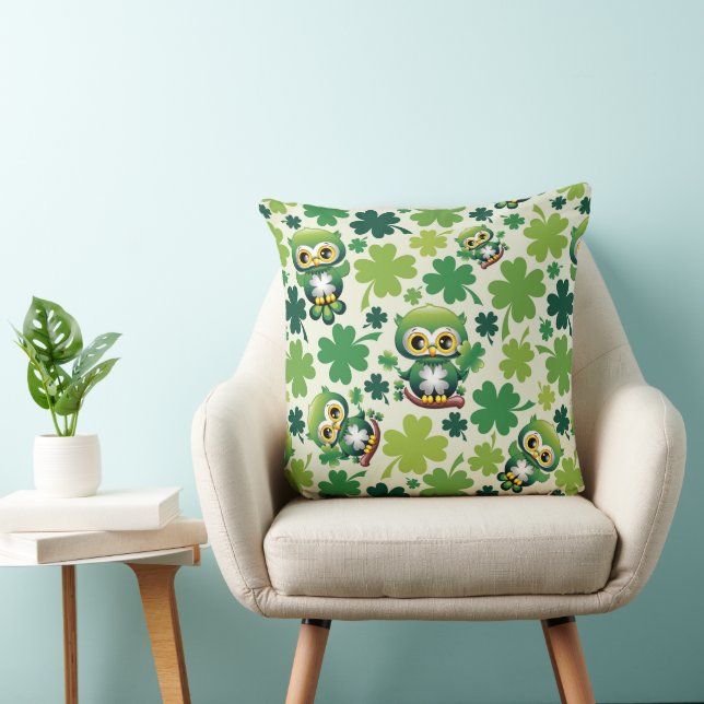 Baby Owl Cute St Patrick Cartoon Cushion (Chair)