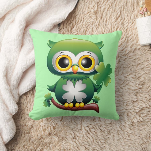 Baby Owl Cute St Patrick Cartoon Cushion (Blanket)