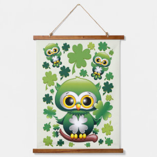 Baby Owl Cute St Patrick Cartoon Hanging Tapestry