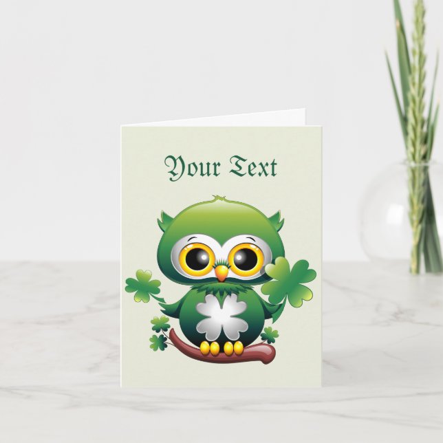 Baby Owl Cute St Patrick Cartoon Invitation (Front)