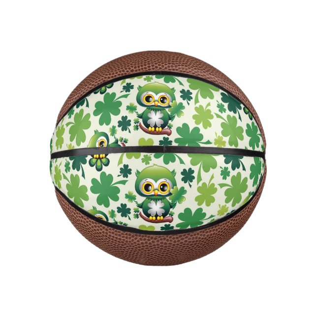 Baby Owl Cute St Patrick Cartoon Mini Basketball (Front)