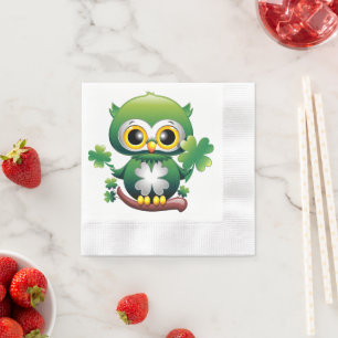 Baby Owl Cute St Patrick Cartoon Napkin