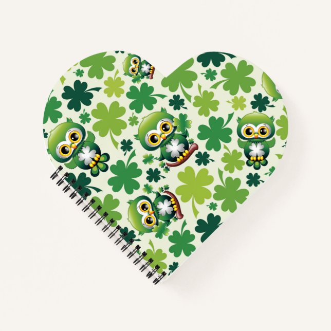 Baby Owl Cute St Patrick Cartoon Notebook (Front)