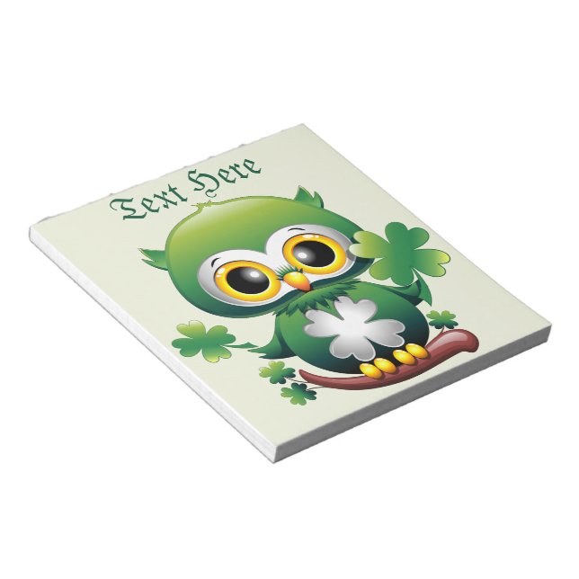 Baby Owl Cute St Patrick Cartoon Notepad (Angled)