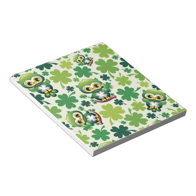 Baby Owl Cute St Patrick Cartoon Notepad (Angled)