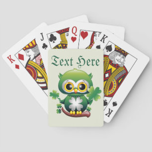 Baby Owl Cute St Patrick Cartoon Playing Cards