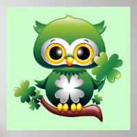 Baby Owl Cute St Patrick Cartoon