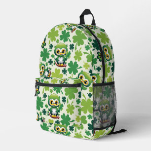 Baby Owl Cute St Patrick Cartoon Printed Backpack