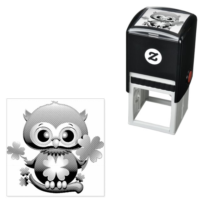 Baby Owl Cute St Patrick Cartoon Self-inking Stamp (In Situ)
