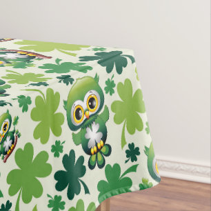 Baby Owl Cute St Patrick Cartoon Tablecloth