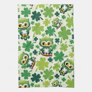 Baby Owl Cute St Patrick Cartoon Tea Towel