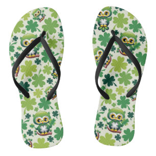 Baby Owl Cute St Patrick Cartoon Thongs